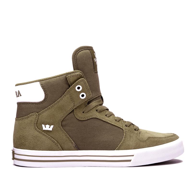 Zapatillas Altas Supra Argentina Hombre - VAIDER Verde Oliva / Blancas (NCJPT-0371)